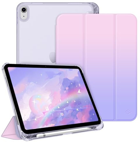 Fintie Funda para iPad 11ª Generación 2025 de 11 Pulgadas (Chip A16), iPad 10ª Gen de 10.9 Pulgadas (2022) - Funda Antichoque y Soporte para Lápiz, Auto-Reposo/Activación,Rosa Degradado Morado