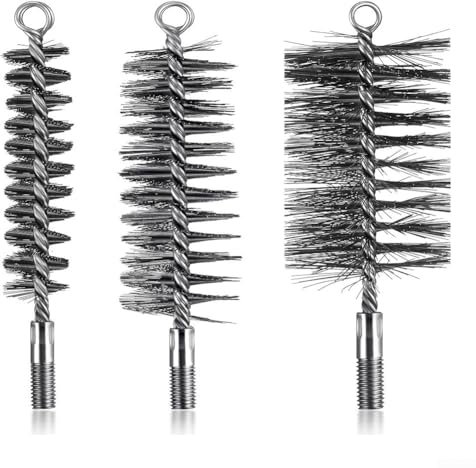 Pipe Wire Brush 3-Piece Chimney Sweeping Brush Set Steel Wire Pipe Cleaners 30/50/80mm for Boiler Flue Stove Dryer Cleaning Maintenance