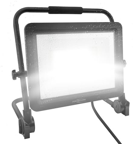 ANSMANN LED Baustrahler, mit 1,8m Kabel und Schutzkontaktstecker, robust & sehr hell bis zu 18000 Lumen, 150 Watt Strahler mit farbechter Wiedergabe, Schwarz