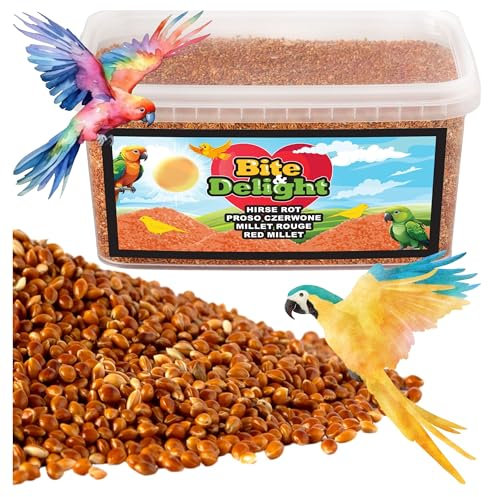Bite & Delight Millet Rouge pour Oiseaux 4 kg Nourriture pour Calopsittes Perruches Aliment Nourriture pour Oiseaux