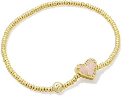 Kendra Scott Ari Heart Stretch Bracelet, 14k Gold Plated Brass, Drusy Quartz, Fashion Jewelry for Women