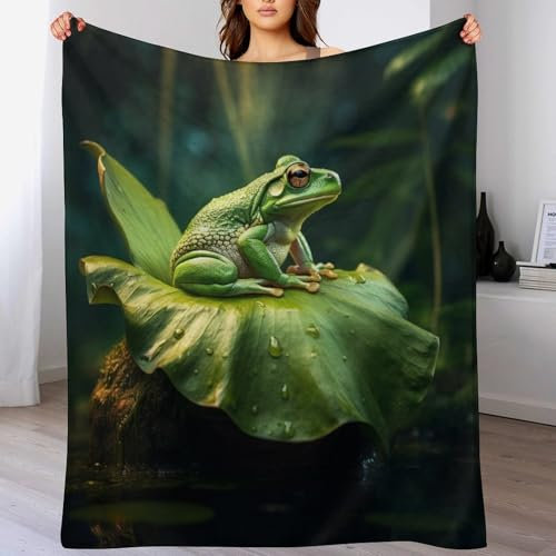 AAPZY Frosch Decke Flauschig & Super Weich - Hochwertige Flannel Fleecedecke Auch Als Wohndecke, Tagesdecke, Sofadecke & Wohnzimmer Geeignet - Überwurf Decke Sofa & Couch, （130×180cm）
