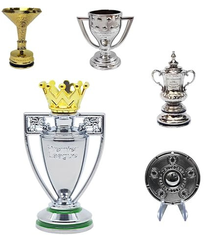 Haodagess Mini Football Trophy,All Metal Material Soccer League Trophy Model Ornaments Collection,Five Piece Set,B