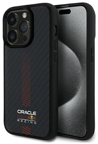 CG MOBILE Red Bull RBHMP14L24CFGSMK Hülle für iPhone 14 Pro 6.1 Schwarz Kohlefaser-Powerbar kompatibel mit MagSafe
