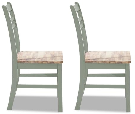 Florence Wooden Dining Chair | Country Style Kitchen Chair with Limed Acacia Hardwood Seat | Quality Kitchen Dining Furniture (sage green, 2-Chairs)