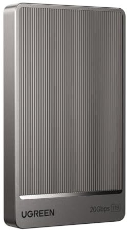 UGREEN Extreme Portable SSD 1 TB, 2.000 MB/s Lesen, 2.000 MB/s Schreiben, USB 3.2 Gen.2x2, Externe Festplatte für Mac, PC, Smartphone, Kamera und MU-PG1T0B/EU