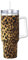 Zsuugj Gobelet de 1200 ml avec poignée et couvercle à paille - En acier inoxydable - Motif léopard noir - Tasse à café isotherme - Cadeau pour homme et femme