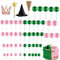 Pink Green Witch Theme Party Cake Toppers 44Pcs Princess Crown Hat Broom Star Wand Cake Toppers Decorations for Birthday Party Supplies