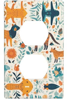 Joli interrupteur décoratif en forme d'animaux floraux, plaque murale de sortie de réceptacle duplex, taille standard, polycarbonate, brillant