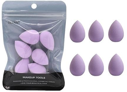 6PCS Mini Makeup Sponge Small Beauty Sponge Blender Set for Foundation, Powder, Concealer Highlight,and Eye Shadow, Purple