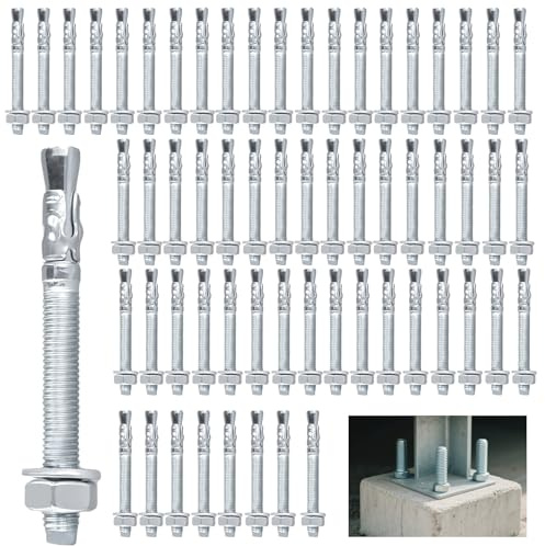 SYUTBOU Ancrage galvanisé pour charges lourdes M10 x 100 mm, boulons d'ancrage M10, chevilles pour charges lourdes pour béton et maçonnerie, charges lourdes et montage industriel