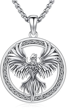 JFASHOP Phönix Halskette für Damen 925 Sterling Silber Phönix Anhänger Kette Phönix Kette Schmuck Geschenke für Damen Mädchen Männer