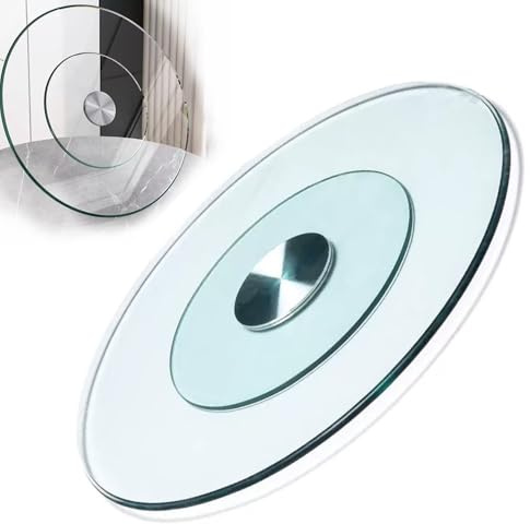 Générique 60-100cm Plateau Tournant Rond En Verre Trempé, Assiette De Service Lazy Susan Pour Table, Plateaux De Service Pivotant À 360°(40in/100cm)
