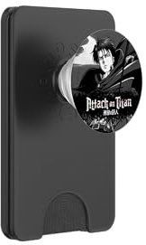 Attack on Titan Black and White Levi Splatter Logo Anime PopSockets PopWallet für MagSafe
