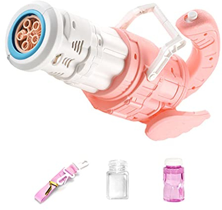 Oxtxuzdm Elektrisches Blasenmacher Spielzeug Mit Upgrade 5-Loch Gebläse Schwimmbad Outdoor Mädchen Sommerspielzeug Geschenk Blau/Pin Maschinengewehre Maschine Für Kinder Automatischer Maker Partys