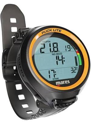Mares Puck Lite Computer per Immersioni Subacquee | Computer per Immersioni Subacquee e Apnea Subacquea in Stile Orologio con Controllo a Un Pulsante - Arancione