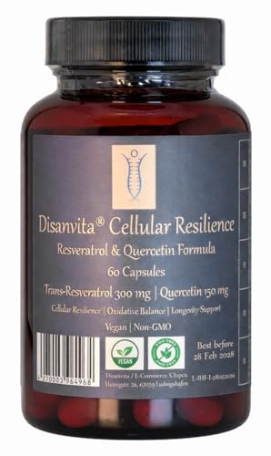 Disanvita Cellular Resilience | Resveratrol- & Quercetinkomplex | 300 mg trans-resveratrol + 150 mg quercetin per kapsel | 60 veganska kapslar | Högkoncentrerad polyfenolformula