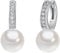 Rafaela Donata Damen-Ohrhänger 925/- Sterling Silber mit Muschelkernperle 10 mm Rund Weiß und Zirkonia - Perlenohrschmuck Klappcreolen