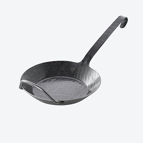 Perfekt braten in handgeschmiedeten Eisenpfannen mit Gegengriff, Durchmesser 28 cm (Boden 21 cm), 3,5 cm hoch, wiegt 1,89 kg