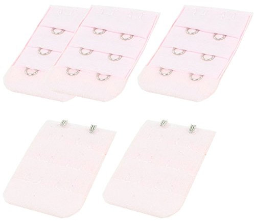 sourcing map 5 Pcs 2 Hook 3 Row Underwear Bra Strap Extension for Lady Pink One Size