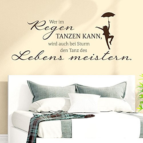 Klebeheld Wandtattoo Wer im Regen tanzen kann (Farbe schwarz/Größe 100x40cm)