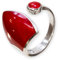 Fly Style Ring Silber 925 Damen, offener Ring größenverstellbar, 925 Silber Ring mit Stein oder Muschel Inlays, Farbwahl:rot