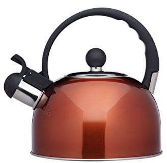 KitchenCraft Le'Xpress Induction Safe Whistling Stovetop Kettle, Stainless Steel, Copper Finish, 1.3 Litre