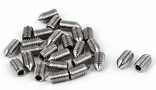 sourcing map Vis Pointeau Conique pour Poignée de Porte Vis Sans Tête Hexagonale M5 x 10mm Argenté 25pcs