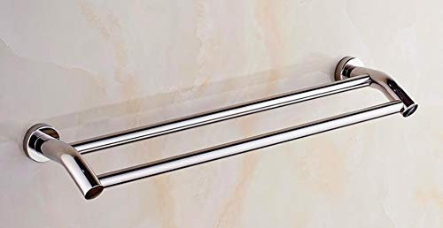 Porte-serviettes mural à double rail en acier inoxydable pour cuisine ou salle de bain - 60 cm