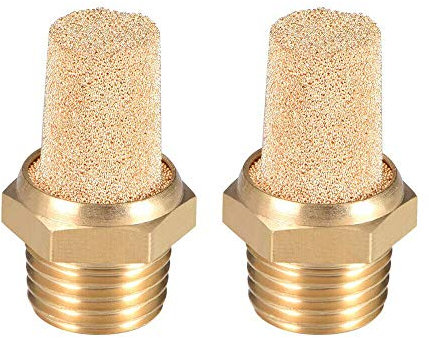 SUPERTOOL Pneumatic Silencer 2PCS Noise Filter Brass BSP Male Thread Air Flow Speed Controller Exhaust Muffler (1/8)