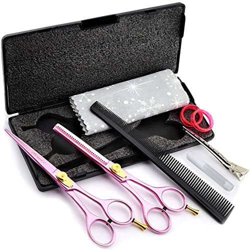 Haryali London Friseurschere Professionelle Set - 6 Inch Haarschere & Effilierschere Set Pinke Farbe Haarschneideschere Für Frauen, Männer, Kinder & Haustiere