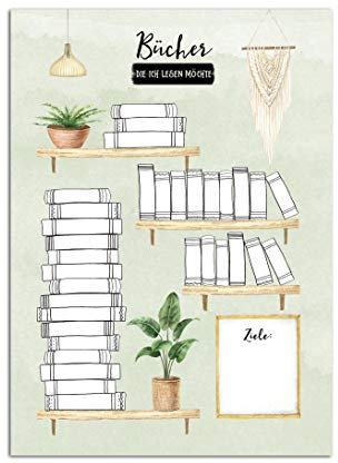 Poster DIN A4 BÜCHER Bullet Journal Bücherliste Checkliste Bücher lesen Leseliste