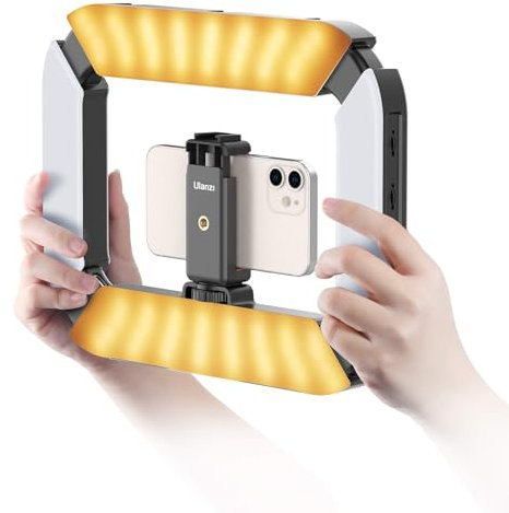 ULANZI Smartphone Video Rig with Light, Cell Phone Handheld Stabilizer with Ring Light 8500k Selfie Light for Filmaking Live Steam Tiktok YouTube Video Recording, with 8000mAh Build-in Battery