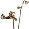 Robinet De Baignoire - Robinet De Douche Avec Douche À Main, Laiton Monocommande Mitigeur De Baignoire Montage Mural Avec Support Et Flexible 1.5M, Pour Salle De Bain, Finition Laiton Antique