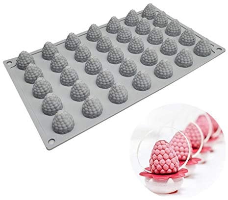 DUBENS Moldes de pastel de silicona de arándano 35 cueva frambuesa fresa postre colocación decoración molde fondant pasteles hornear