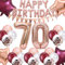 Fechy 70. Geburtstag Dekorationen Weinrot Roségold für Frauen, Happy Birthday Ballon Wimpelkette Banner Nummer 70 Geburtstagsballons Weinrot Stern Folienballons Roségold für Mutter 70. Geburtstag