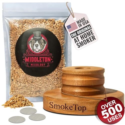 SmokeTop – Kit de Fumeur de Cocktail – Fumeur de Boisson à l'ancienne pour Cocktails, Whisky et Bourbon – par Middleton Mixology (Cerise)