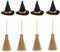 Mini Witch Hats and Mini Broom Halloween Decorations Wizard Accessory for Halloween Party Birthday Wedding DIY Crafts Accessories (6Pcs Black Witch Hats+6Pcs Broom Sticks）