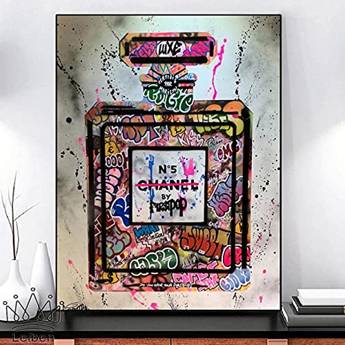 SYXBEIVK Bouteille de parfum abstrait rue Graffiti Art affiches et impressions nordique moderne toile peinture maison décoration murale salon-50x70cm-pas de cadre