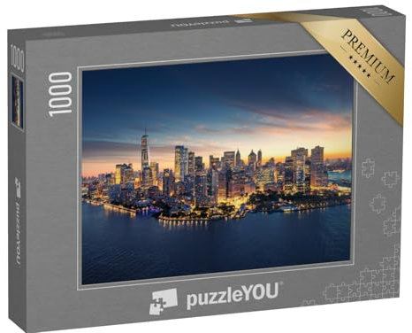 puzzleYOU: Puzzle 1000 Teile „Skyline von New York im Sonnenaufgang, New York, USA“ – aus der Puzzle-Kollektion USA, Skylines, New York, Wolkenkratzer, Skyline Manhattan
