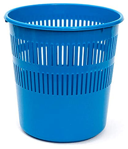 CABLEPELADO Papelera rejilla plastico, Cubo de reciclar, Cesta de basura, Papelera de plástico, Papelera escritorio, Papelera oficina, 28 cm alto x 27.5 cm diámetro, Capacidad 12 Litros, Azul