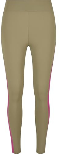 Urban Classics Damen Ladies Color Block Leggings Khaki/brightviolet, 3XL