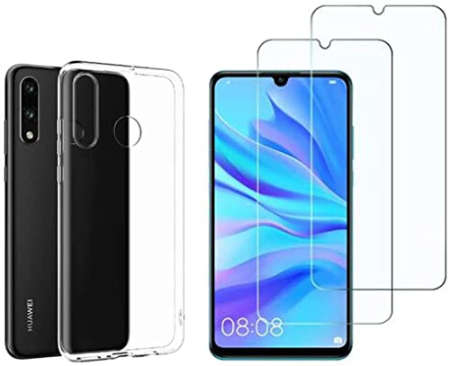 NOVAGO Compatible avec Huawei P30 Lite / P30 Lite XL - Pack Protection - Coque Arrière Souple et Résistante Antichoc + 2 Films de Protection écran en Verre Trempé (Transparent, Compatible Coque)