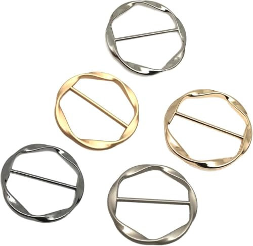 5 Stück 3,5 cm Seidenschal Ring Clips T-Shirt Krawattenklammern Metall Runde Kreis Verschluss Clip Schals Ring Schnalle Kleidung Wickelhalter Multi Dekoration Zubehör für T-Shirt Halstuch Schal
