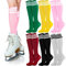 Unittype 6 Paar Kniestrümpfe für Damen, lange Röhren, gestreifte Socken, Rollschuhsocken für Mädchen, Jugendliche, Weihnachten (leuchtende Farben, gestreifter Stil), Leuchtende Farben, Einheitsgröße