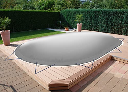 ANKO PLANEN Couverture de Piscine Gonflable Ovale – bâche de Couverture Premium pour Piscine – Solution hivernale idéale AirDeluxe (4,50m x 3,00m, Gris)