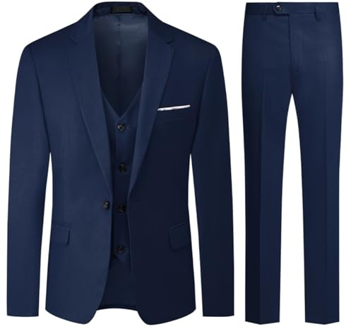 Allthemen Traje para Hombre Boda 3 Piezas Slim Fit Trajes de Esmoquin Un botón Color sólido Chaqueta Formal para Hombre Chaleco y Pantalones