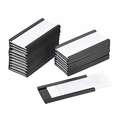 sourcing map 50 Stück Etikettenhalter 2 x 1 C Kanal Gummi Magnetisch für Metallregale Büro Aktenschränke
