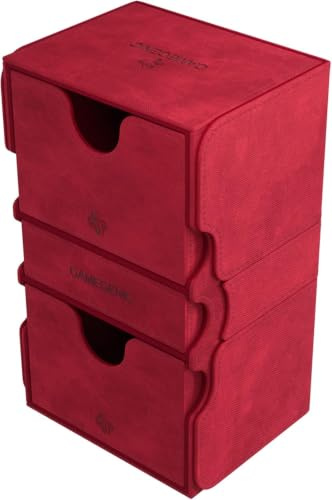 Gamegenic, Stronghold 200+ XL Red, Zubehör | Aufbewahrung von Karten und Zubehör, 2 Kartenhalter + 1 Zubehörbox, fasst bis zu 200 doppelt eingehüllte Karten, Farbe: Rot