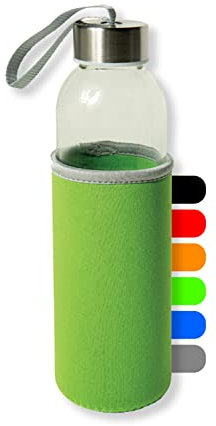 Artexia Gourde en verre de 500 ml, la bouteille en verre est écologique, bouteille en verre est idéale pour le bureau, le yoga, le fitness, … (vert pomme, 1)